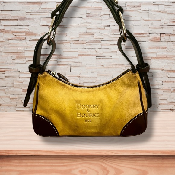 Dooney & Bourke Vintage Tan Suede Hobo Pouchette w/Dark Brown Leather Trim - Picture 1 of 6